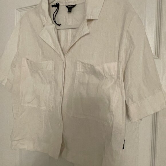 Buffalo Ladies' Linen Blend Button Front Shirt - WHITE - Picture 2 of 7